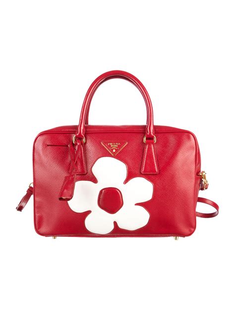 prada red flower bag|Prada bag in chain.